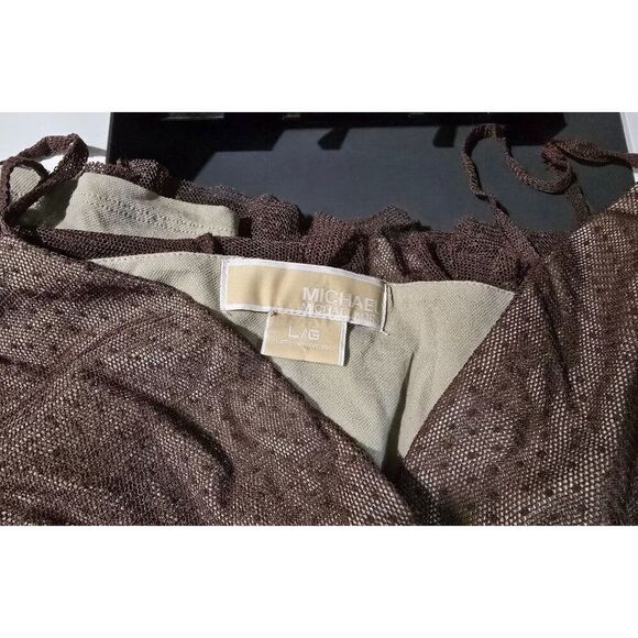 Michael Kors Brown Sheer Spaghetti Strap Baby doll Top Womens L Whimsigoth lace - Picture 5 of 5